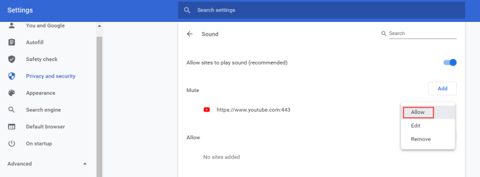  Allow YouTube to Play Sound