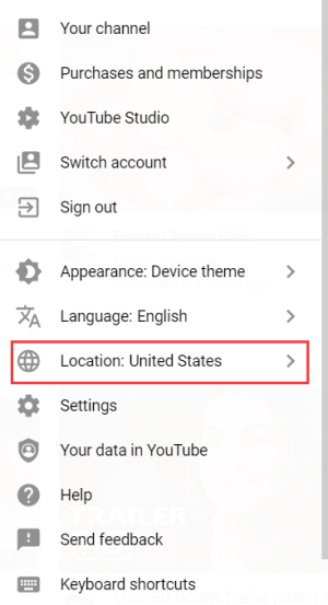 Change YouTube Location