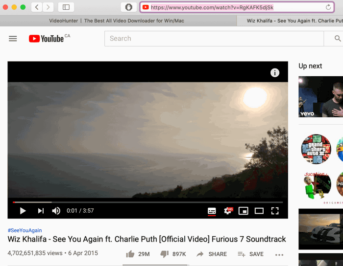 Copy the URL of the Most-viewed Video