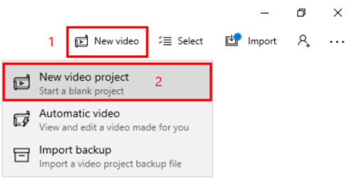 Create New Video Project Windows