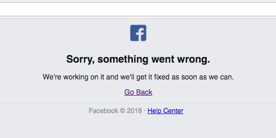 Facebook Down Message