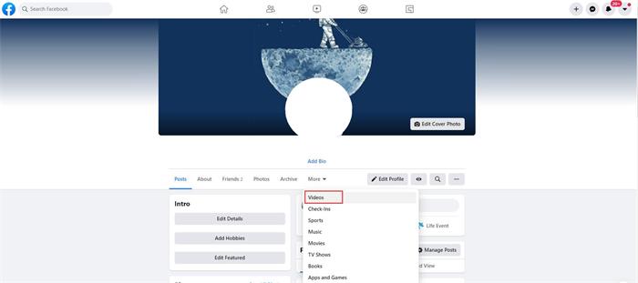 Go to Facebook Videos Section