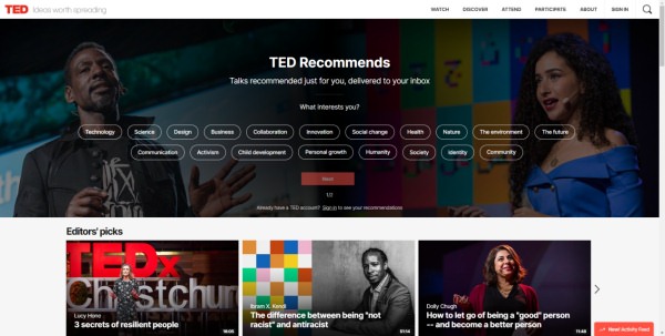 TEDのウェブサイト