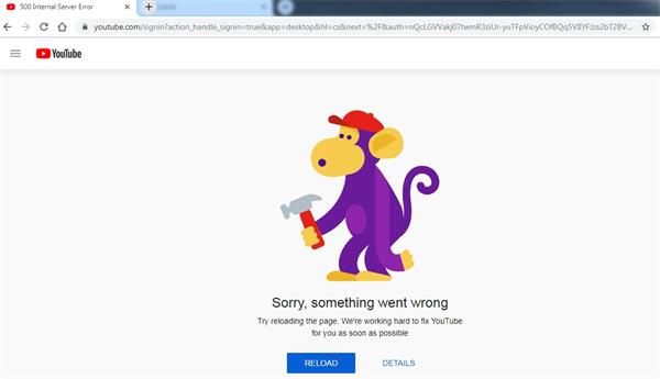 YouTube 500 Error