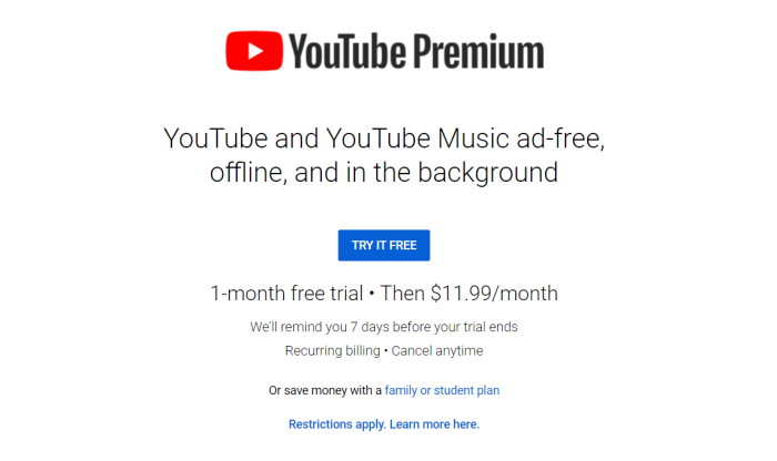 YouTube Premium Cost