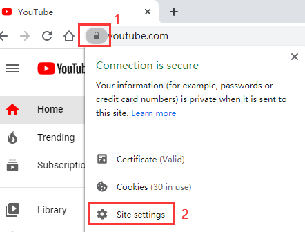 YouTube Site Settings