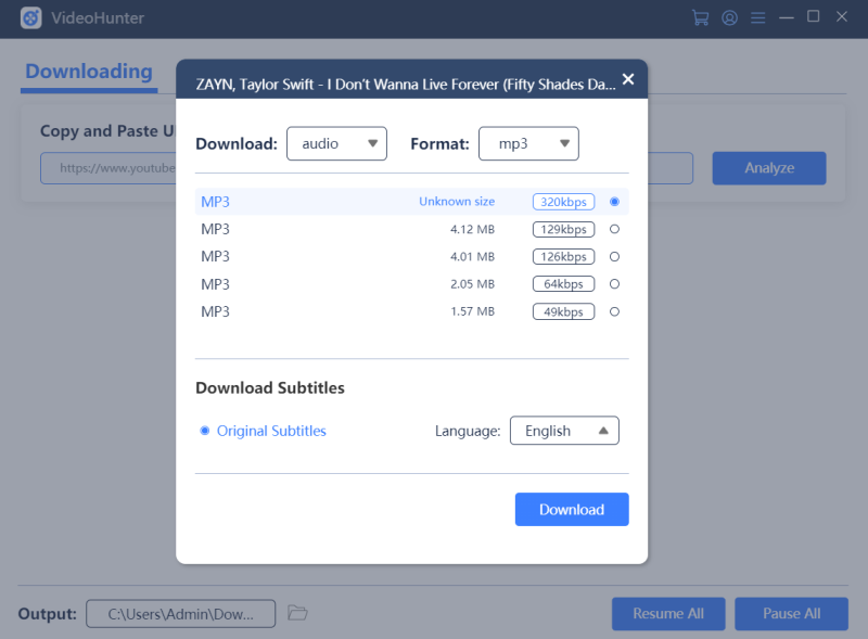 Select Audio Format