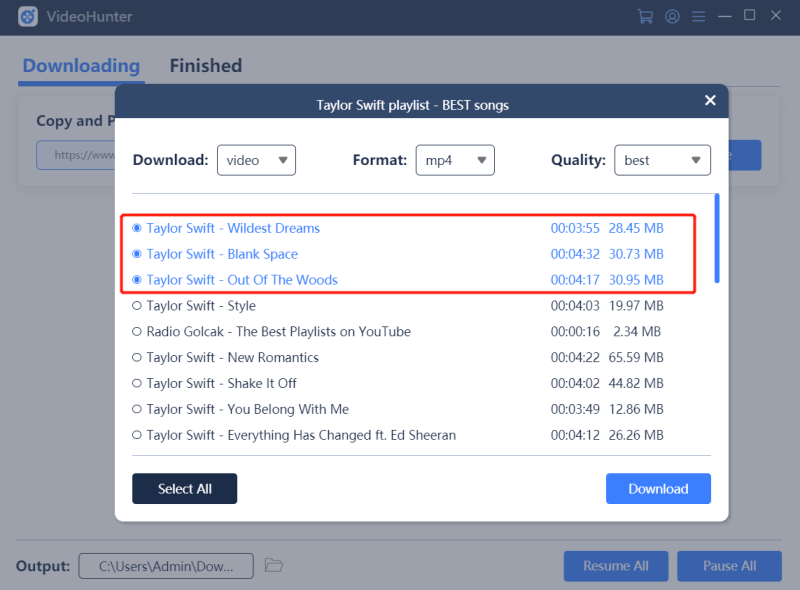 Télécharger l'audio de la liste de lecture YouTube