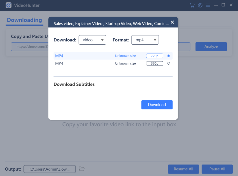 Select Output Format for Vimeo Video