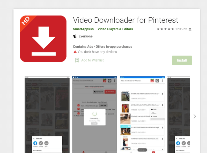 Video-downloader voor Pinterest