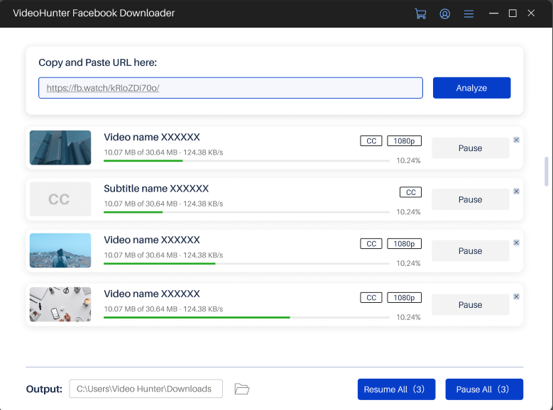 Téléchargement par lots de vidéos Facebook à 8X