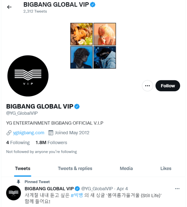 BigBang Twitter-account