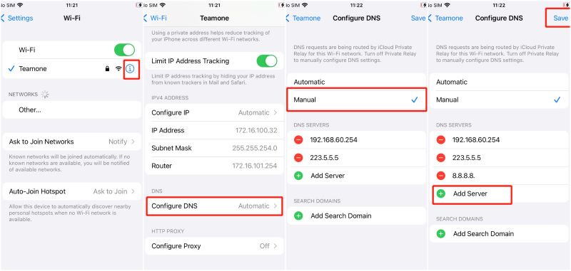 Change DNS Address on iPhone