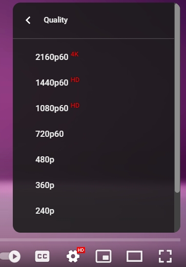 Change YouTube Video Quality
