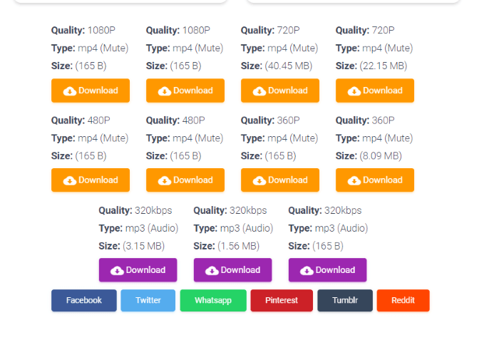 Choose Download Size and Quality