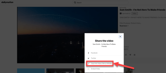 Copy Dailymotion Video Link
