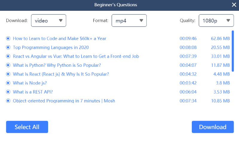 Télécharger la liste de lecture après l'analyse