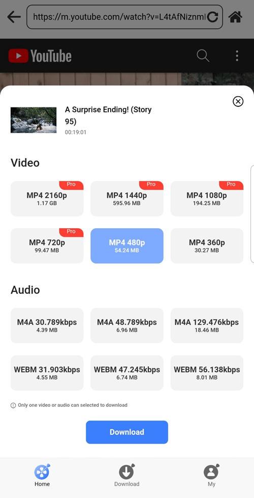 Select Format and Quality to Download YouTube Videos on Android