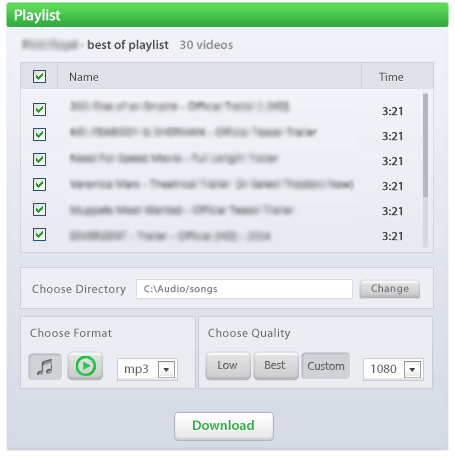 Fast  Playlist to MP3/4K MP4 Downloader