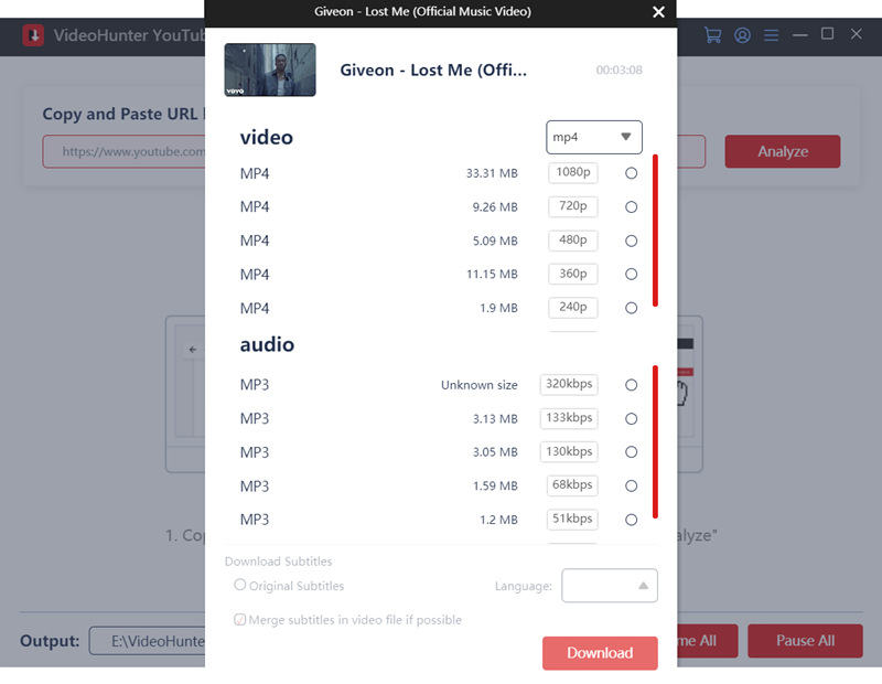 Choose Output Quality