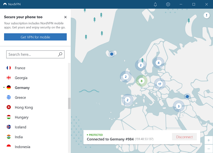  NordVPN Interface