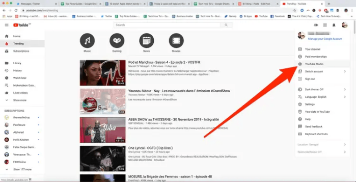 Open YouTube Studio to Access Your Own Video List