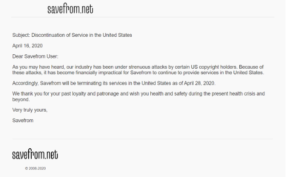 Savefrom Net Not Working in the US
