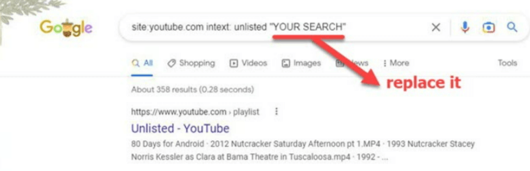 Search Unlisted YouTube Videos in Google