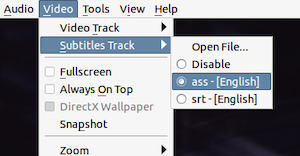 Select Added SRT Subtitle File in VLC