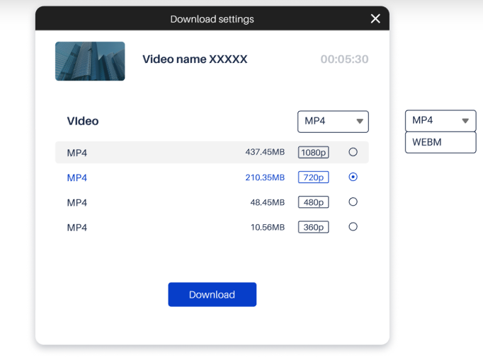 Sélectionnez le format et la qualité vidéo pour télécharger des vidéos Facebook