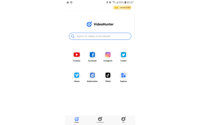 VideoHunter for Android Main Page