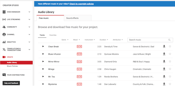 Download Songs Freely from YouTube Audio Library