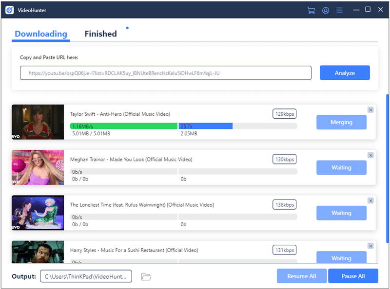 プレイリストをダウンロードしています